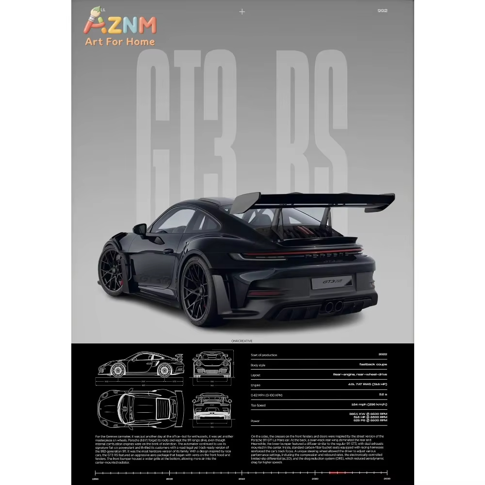 Car Accessories For Interior - 1 adet Minimalist 911 GT3-RS 718