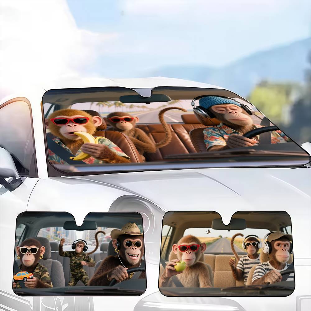 Komik Maymun Sürücü araba güne - Automatic Car Sunshade incelemesi ve fiyatı